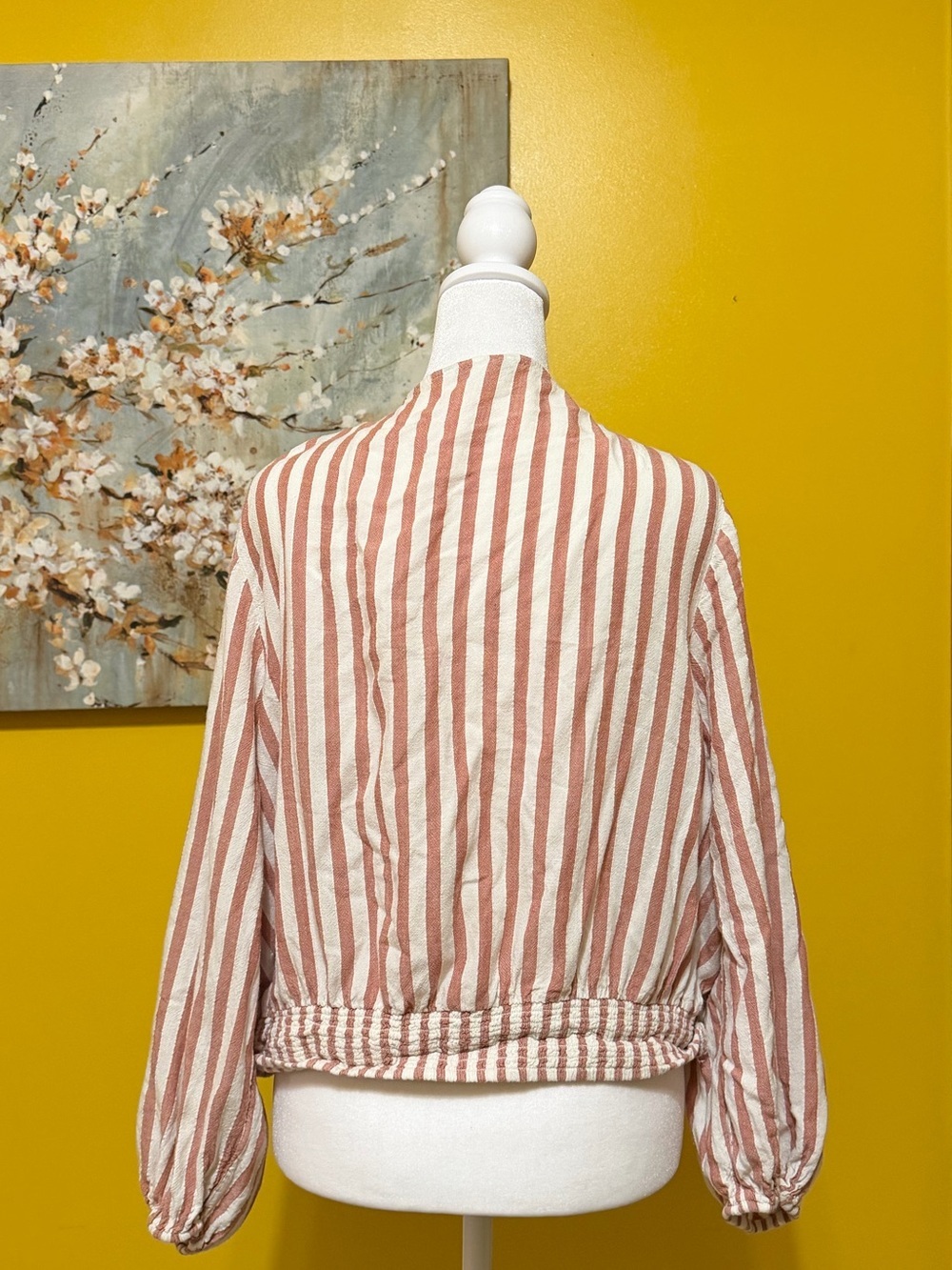 American Eagle Outfitters Striped Wrap Top in Dusty Rose and White - Picture 2 of 4